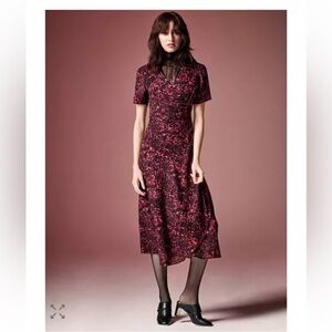 AllSaints Red and Black Wrap Dress